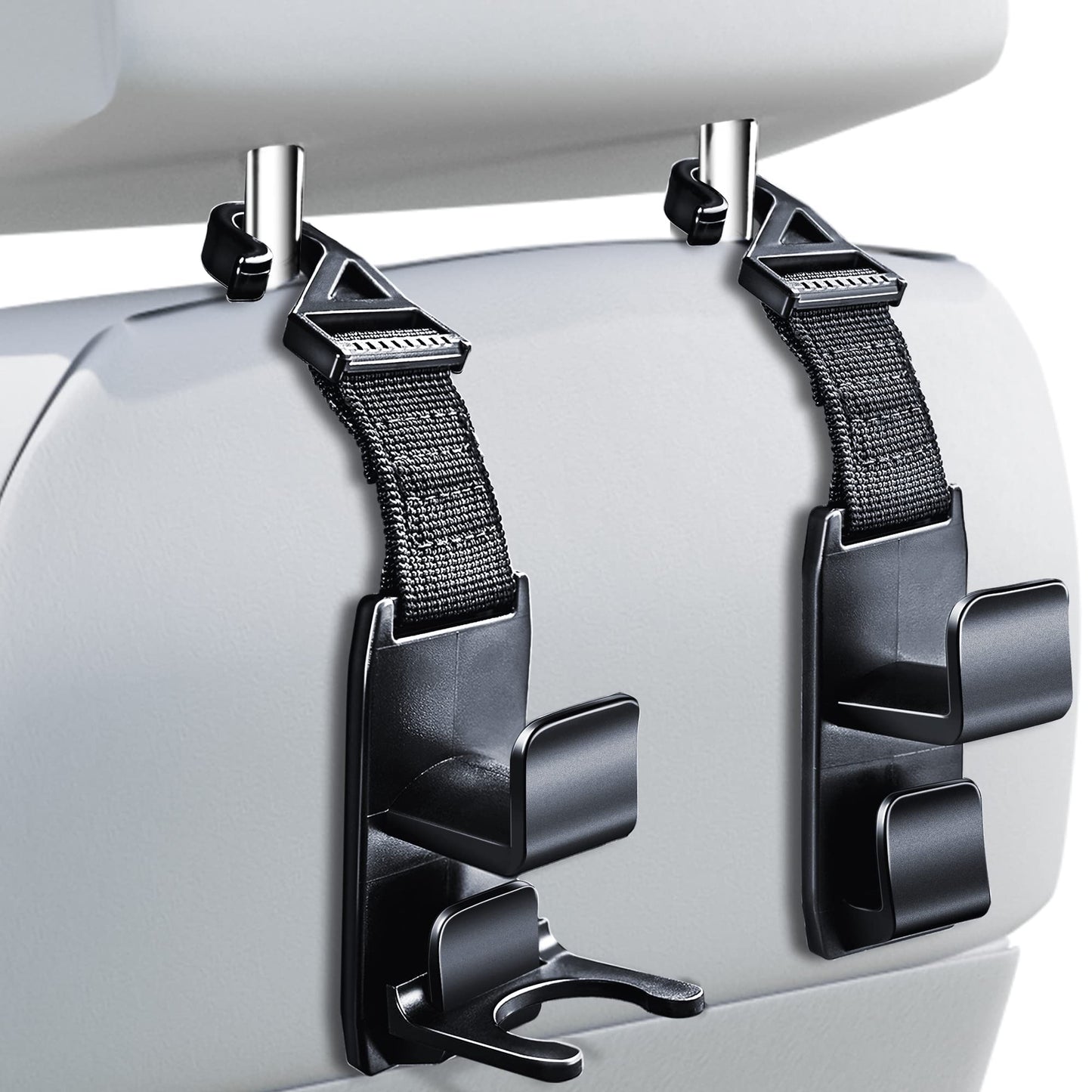 Heroway Car Headrest Hooks 4 Pack Black
