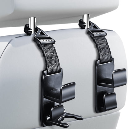 Heroway Car Headrest Hooks 4 Pack Black