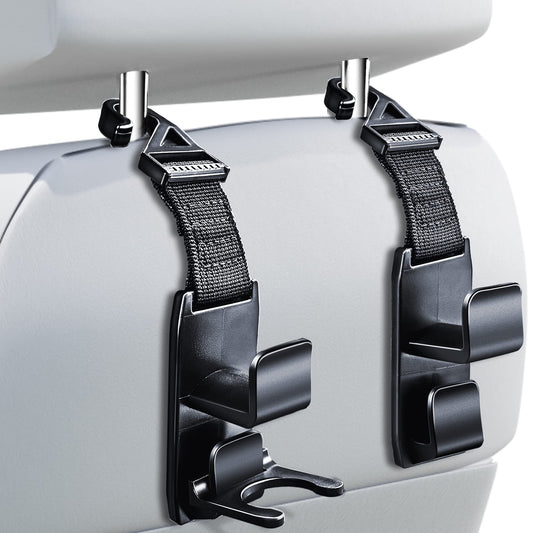 Heroway Car Headrest Hooks 4 Pack Black
