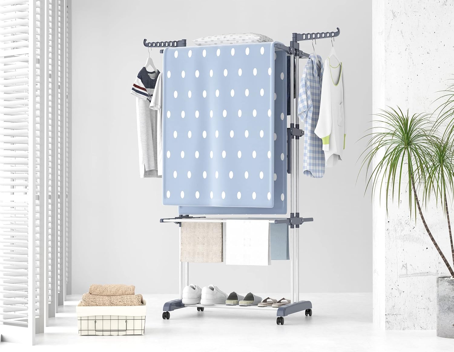 Tendedero Vertical Plegable con Ruedas